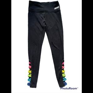 Justice girls athletic rainbow crisscross leggings size 8